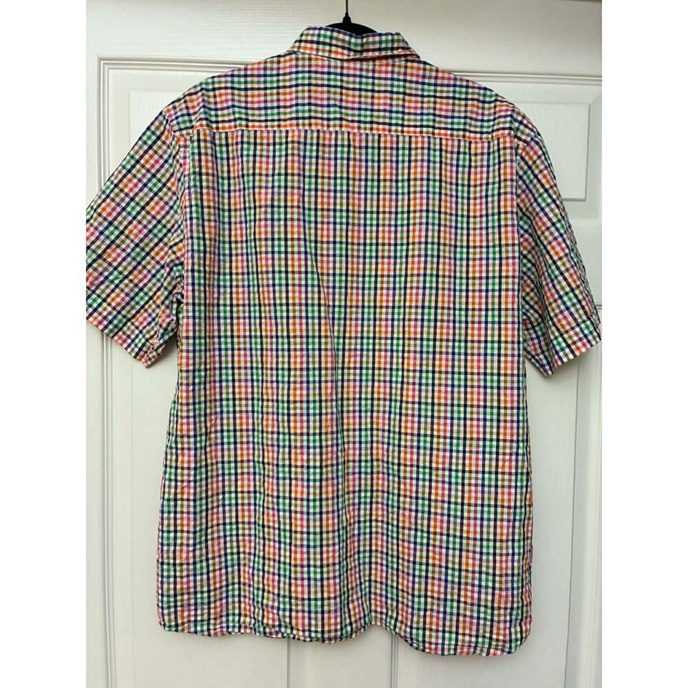 Eterna Modern Fit Men's XL Short Sleeve Button Down Shirt Multicolor CheckCotton - Picture 2 of 7